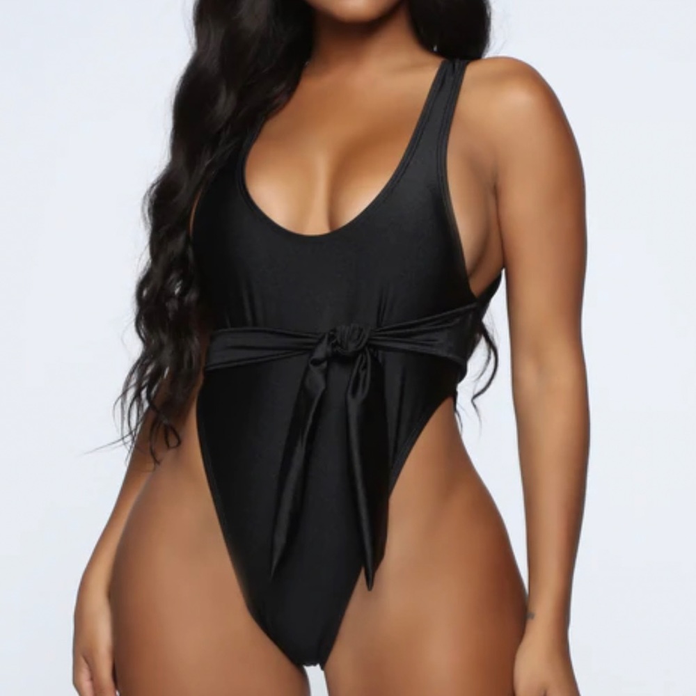 Black tied down swimsuit